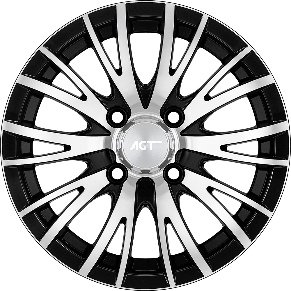 6.0X14" PCD 4X108 AGT Wheels 14014 ET20 65.10 mm Gloss Black Diamond