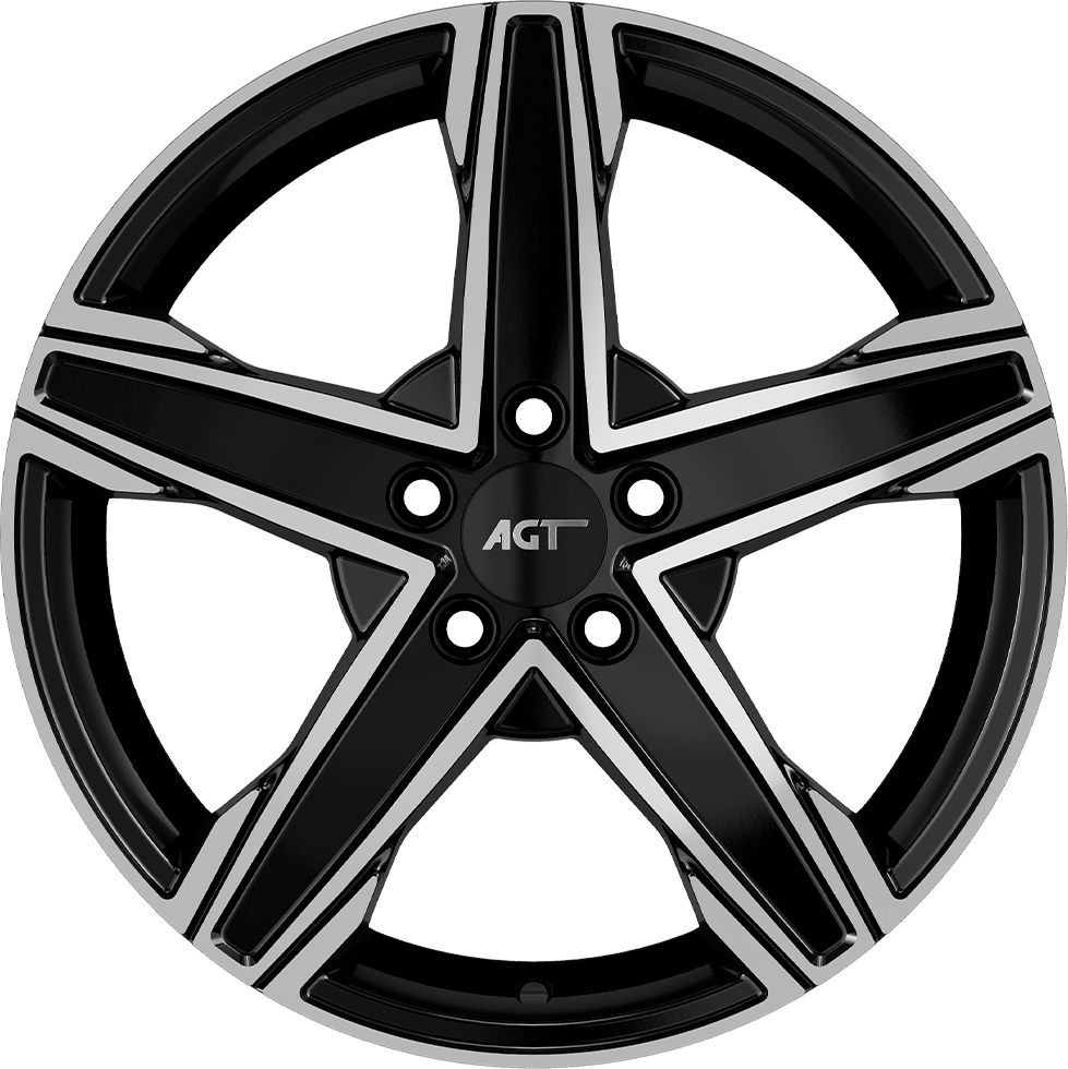 6.5X15" PCD 4X100 AGT Wheels 15256 Napoli ET35 67.1 mm Black Diamond