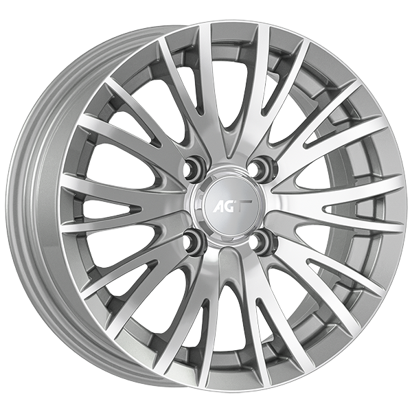 6.5X15" PCD 4X108 AGT Wheels 15014 65.10 mm Silver Diamond