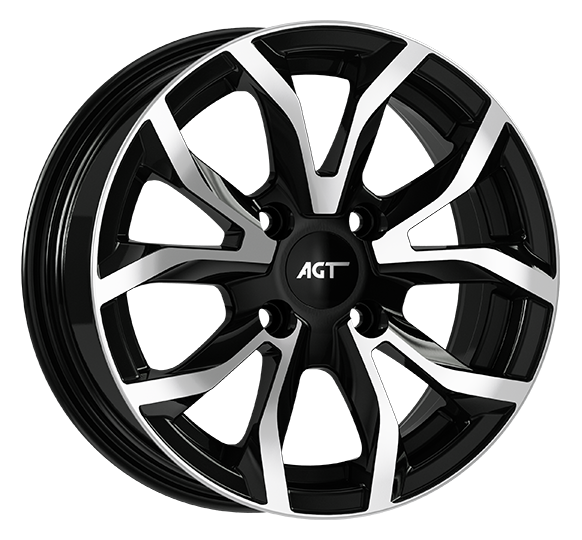 6.5X15" PCD4X100 AGT Wheels 534-3 ET38 Black Diamond 67.1 mm