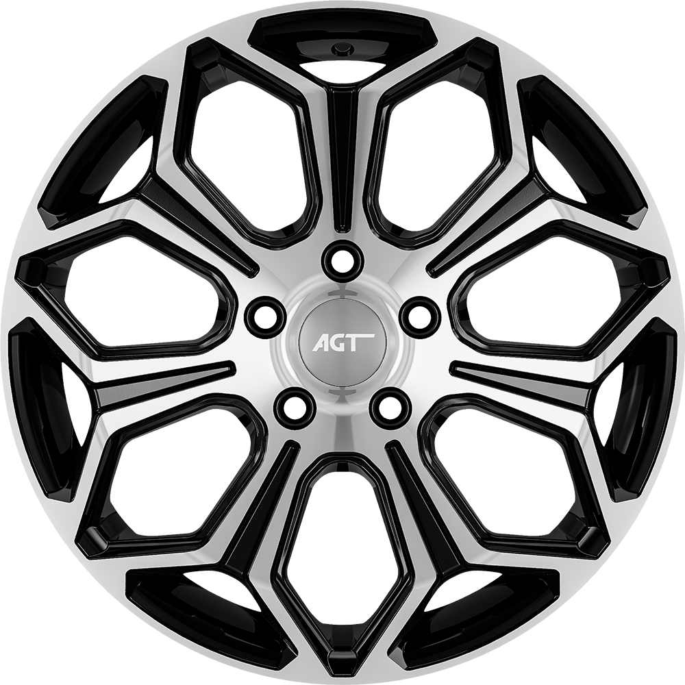 6.5X16" PCD 5X100 AGT Wheels 16263 67.10 mm Gloss Black Diamond