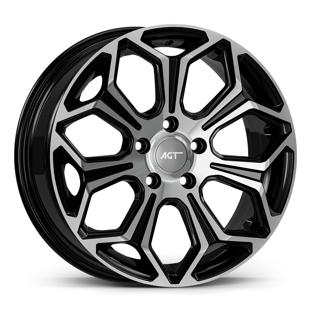6.5X16" PCD 5X108 AGT Wheels 16263 63.40 mm Gloss Black Diamond