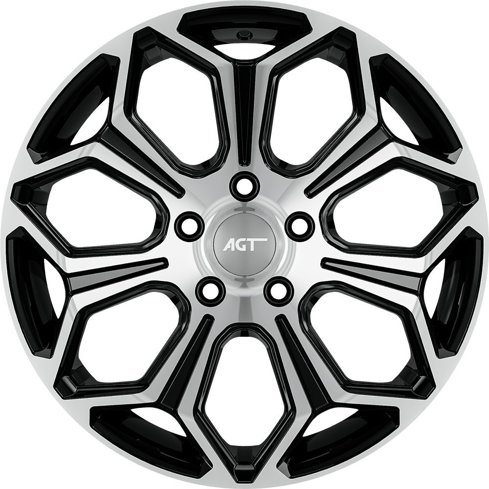 6.5X16" PCD 5X108 AGT Wheels 16263 63.40 mm Gloss Black Diamond