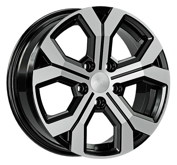 6.5X16" PCD 5X114 AGT Wheels 16260 Argent ET40 66.1 mm Gloss Black Diamond
