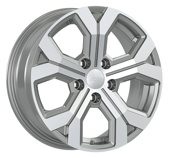 6.5X16" PCD 5X114 AGT Wheels 16260 Argent ET40 66.1 mm Silver Diamond