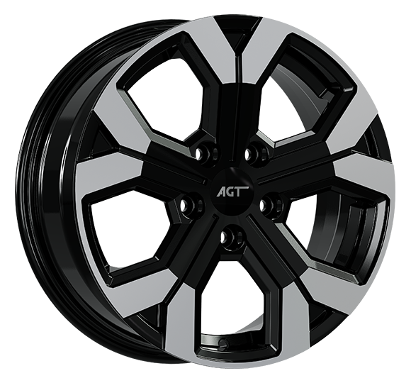 6.5X16" PCD 5X114 AGT Wheels 16260 Argent ET40 66.10 mm Black Lip Diamond