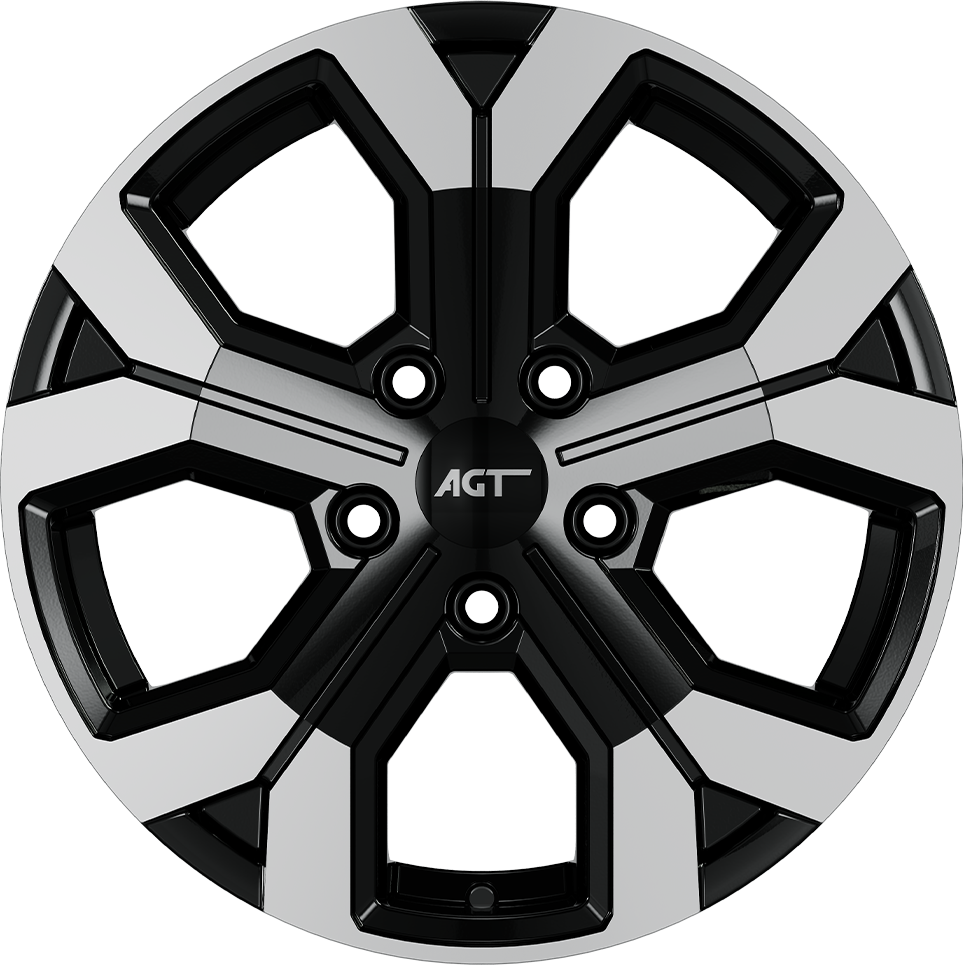 6.5X16" PCD 5X114 AGT Wheels 16260 Argent ET40 66.10 mm Black Lip Diamond