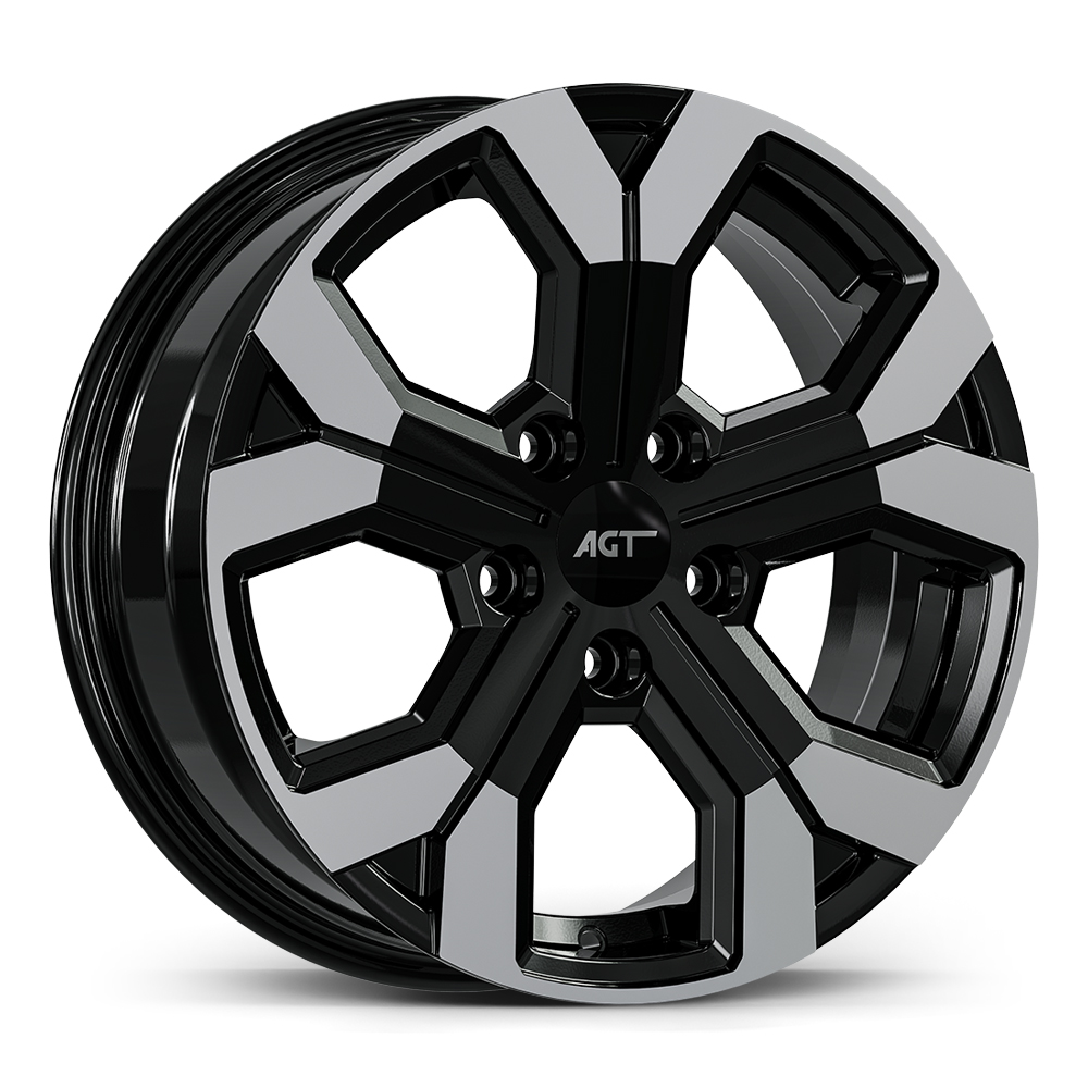 6.5X17" PCD 5X114 AGT Wheels 17260 ET32 66.10 mm Gloss Black Lip Diamond