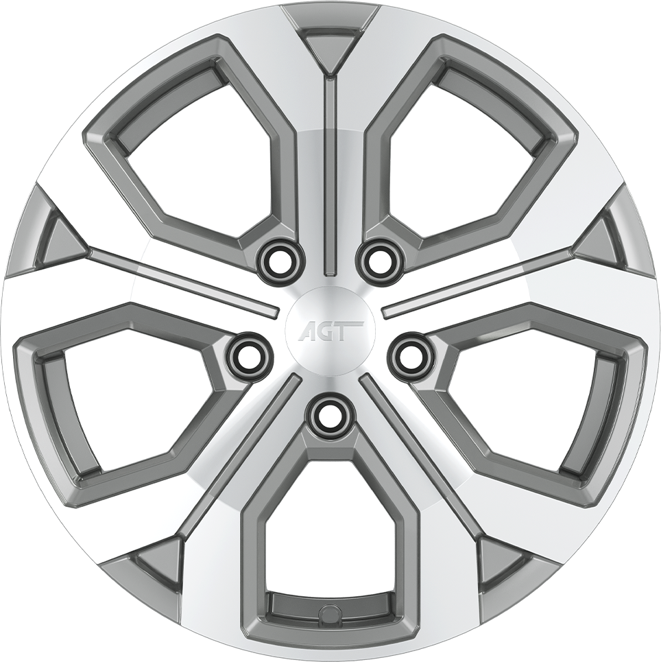 6.5X17" PCD 5X114 AGT Wheels 17260 ET40 66.10 mm Silver Diamond