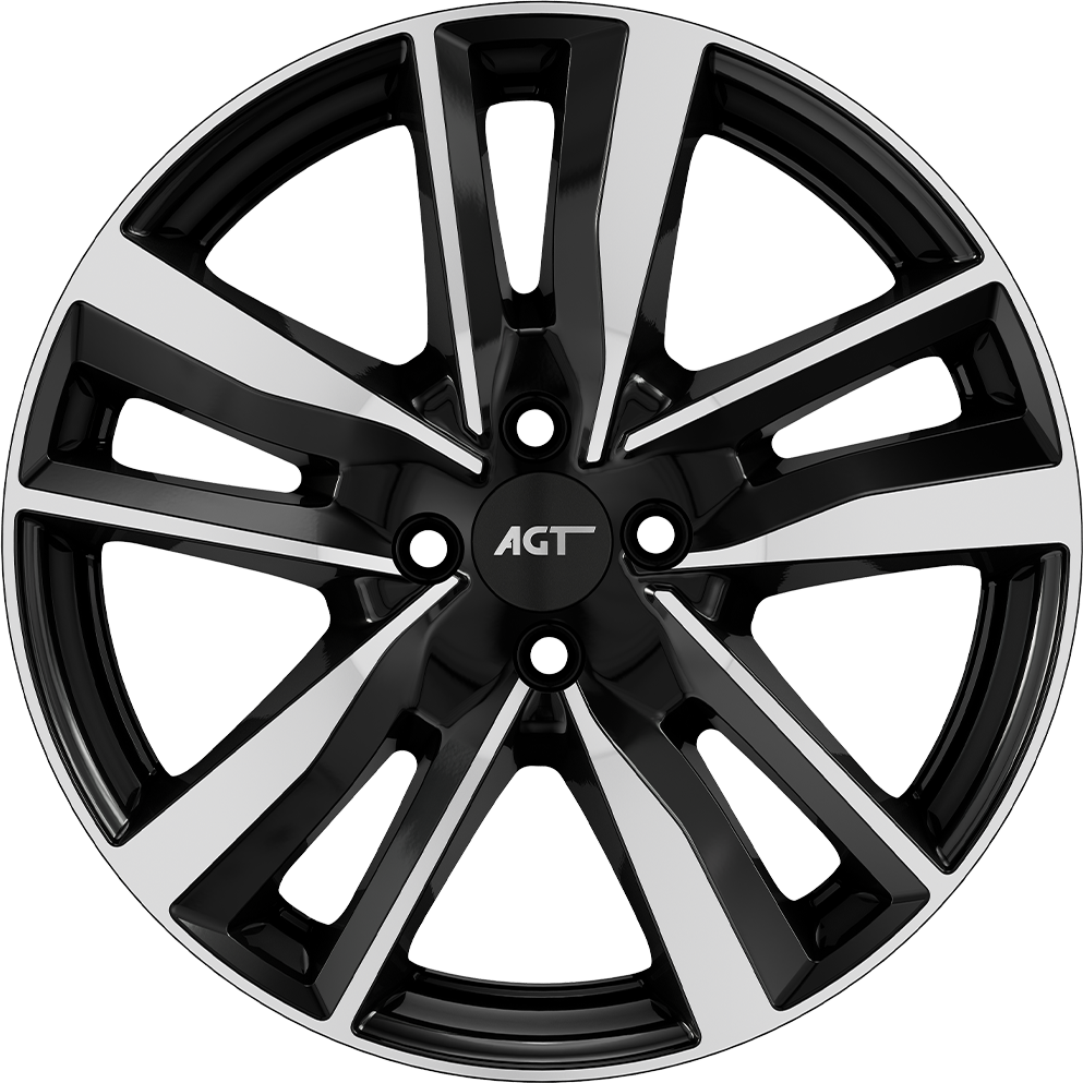 7.0X17" PCD 4X100 AGT Wheels 17226-1 ET35 Black Diamond 67.10 mm