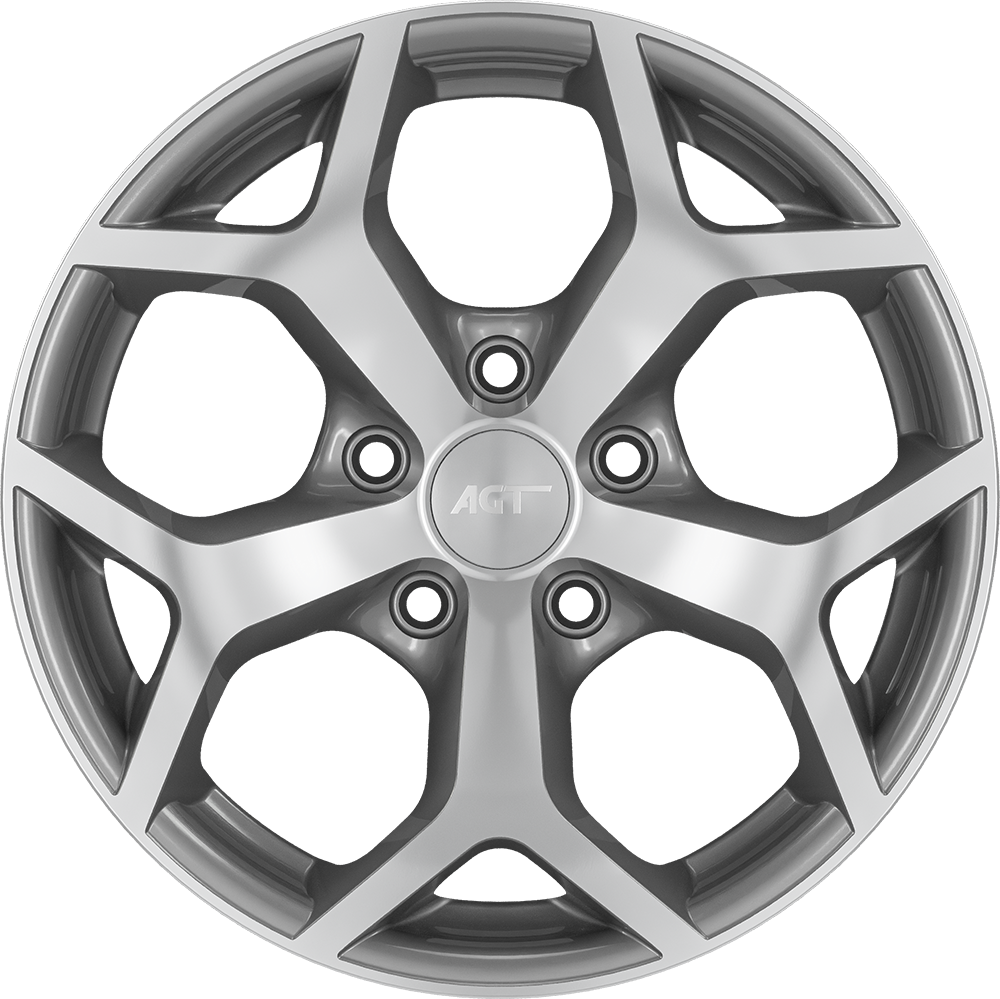 7.0X17" PCD 5X108 AGT Wheels 01949 67.10 mm Silver Diamond