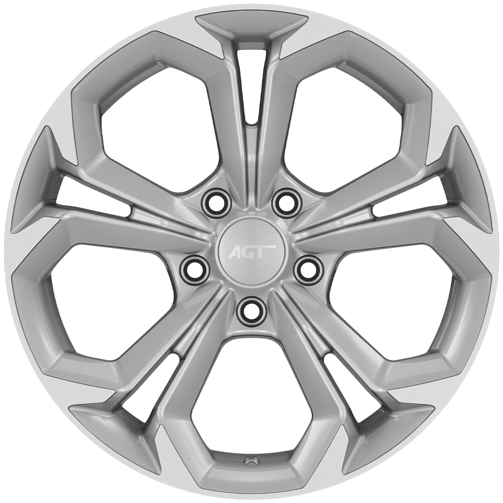 7.0X17" PCD 5X108 AGT Wheels 17262 RS-02 ET35 67.1 mm Silver Diamond