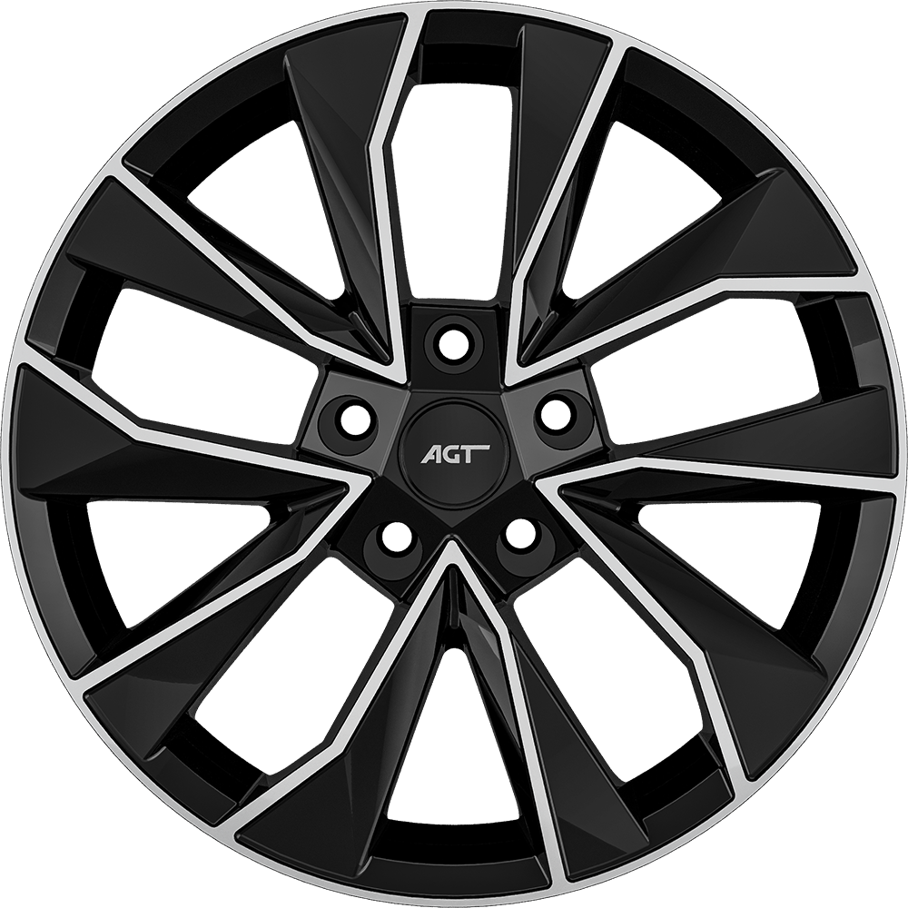 7.0X17" PCD 5X112 AGT Wheels 17129 ET45 57.10 mm Gloss Black Diamond
