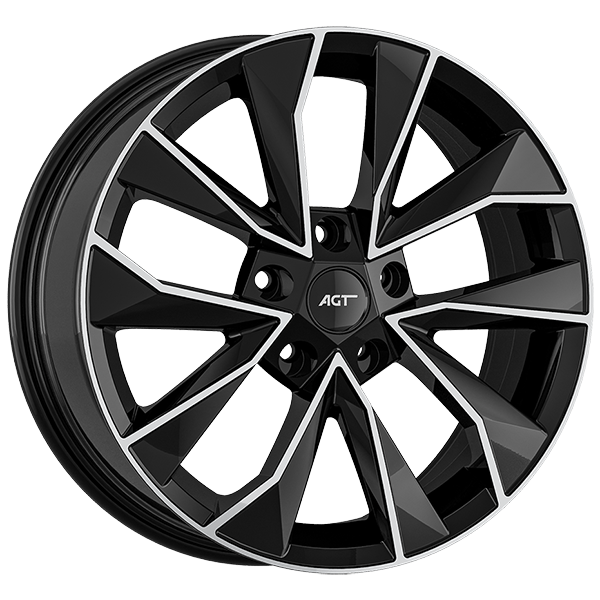 7.0X17" PCD 5X112 AGT Wheels 17129 ET45 57.10 mm Gloss Black Diamond