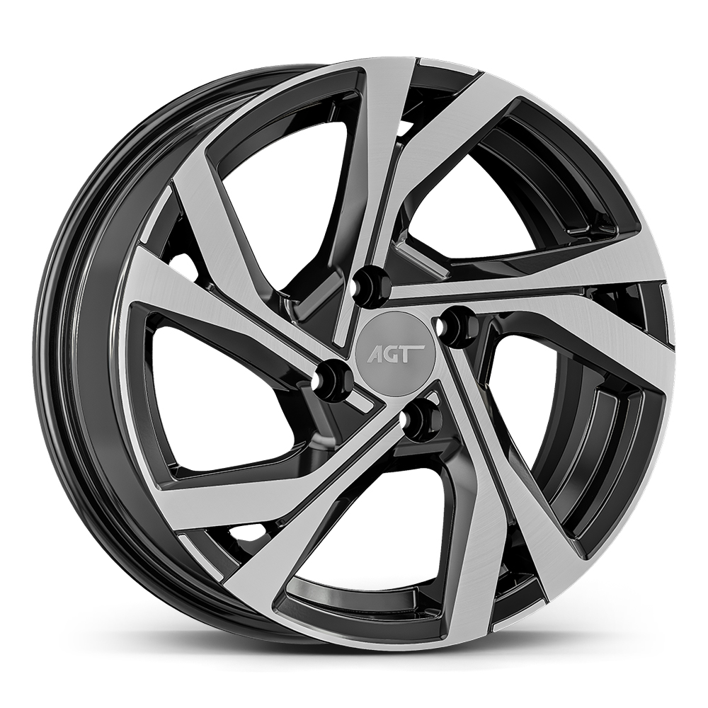 7.0X17" PCD 5X114 AGT Wheels 17156 66.10 mm Gloss Black Diamond