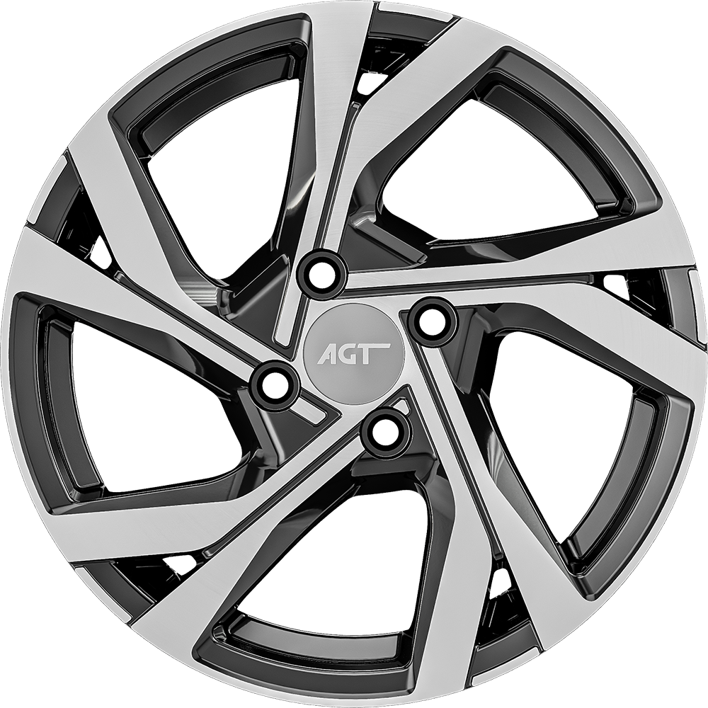 7.0X17" PCD 5X114 AGT Wheels 17156 66.10 mm Gloss Black Diamond