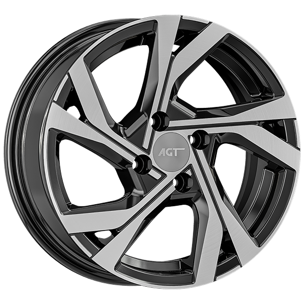 7.0X17" PCD 5X114 AGT Wheels 17156 66.10 mm Gloss Black Diamond