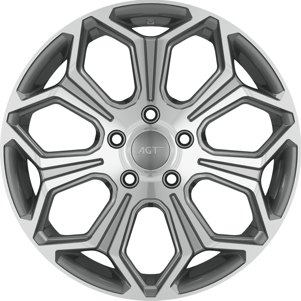 7.0X17" PCD 5X114 AGT Wheels 17263 Compass ET38 67.1 mm Silver Diamond