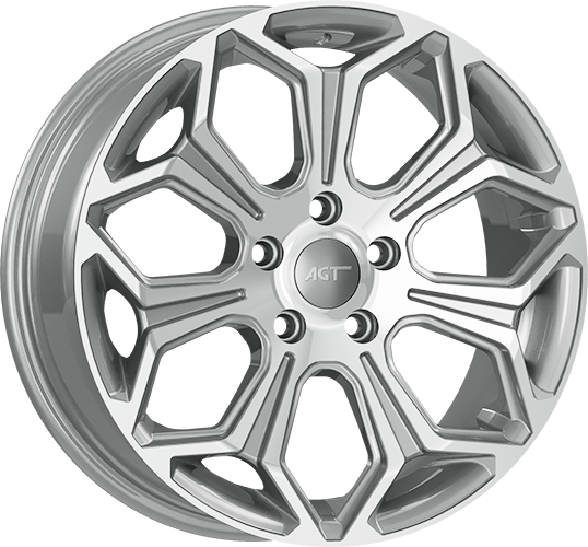 7.0X17" PCD 5X114 AGT Wheels 17263 Compass ET38 67.1 mm Silver Diamond