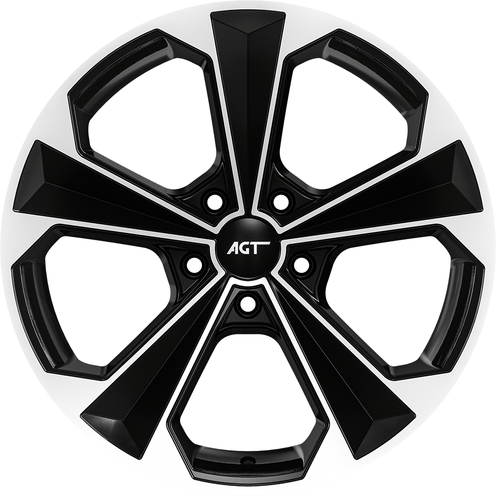 8.0X18" PCD 5X108 AGT Wheels 18062 72.60 mm Gloss Black Silver Diamond