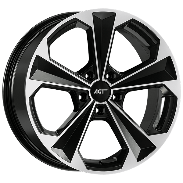 8.0X18" PCD 5X108 AGT Wheels 18062 72.60 mm Gloss Black Silver Diamond