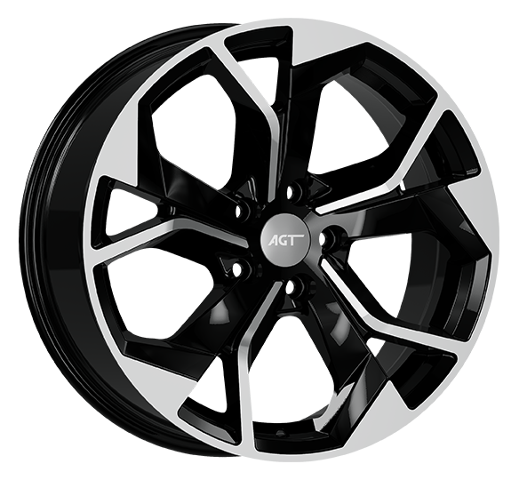 8.0X18" PCD 5X112 AGT Wheels 18252 RS-01 ET35 Black Diamond 66.5 mm