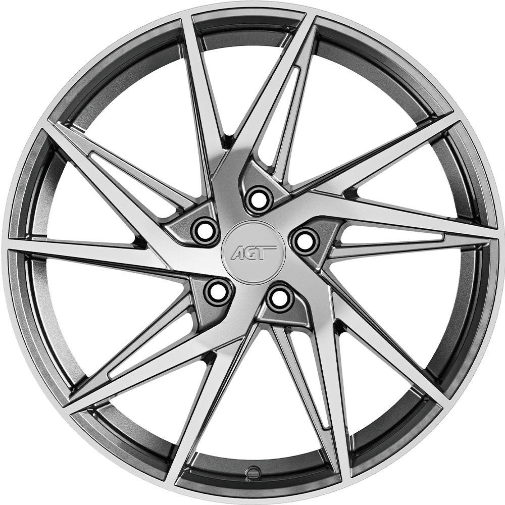 8.0X18" PCD 5X112 AGT Wheels 18259 FER-R02 ET35 Hyper Black Diamond 72.60 mm