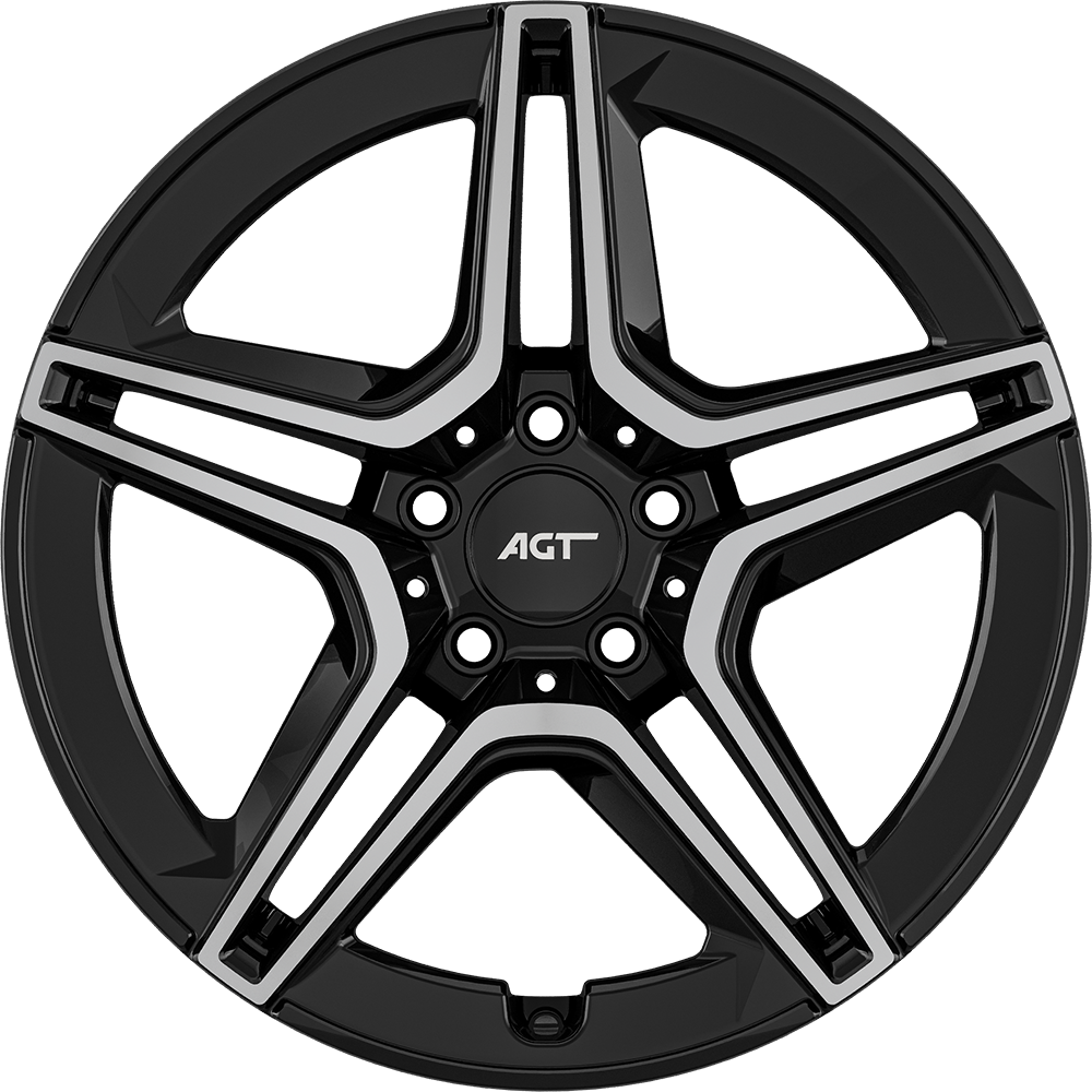 8.0X18" PCD 5X112 AGT Wheels 18273 66.60 mm Gloss Black Diamond