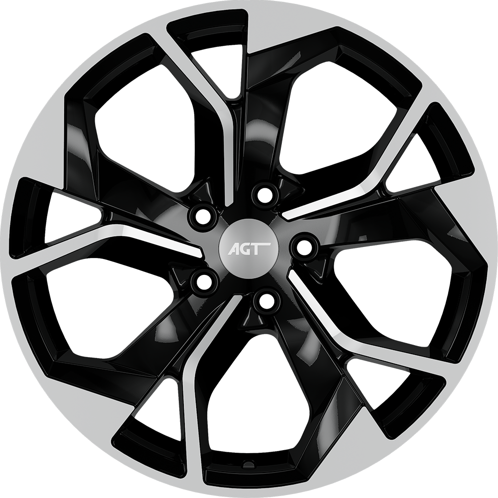 8.0X18" PCD 5X112 AGT Wheels 18252 RS-01 ET35 Black Diamond 66.5 mm