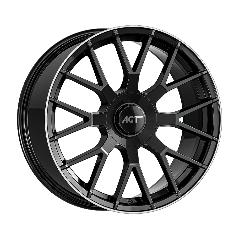 8.0X19" PCD5X108 AGT Wheels 19162-1 ET45 Black Lip Diamond 63.4 mm
