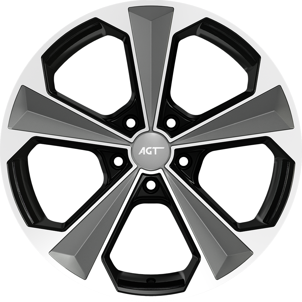 8.5X19" PCD 5X112 AGT Wheels 19062 ET38 Silver Black Diamond 72.60 mm