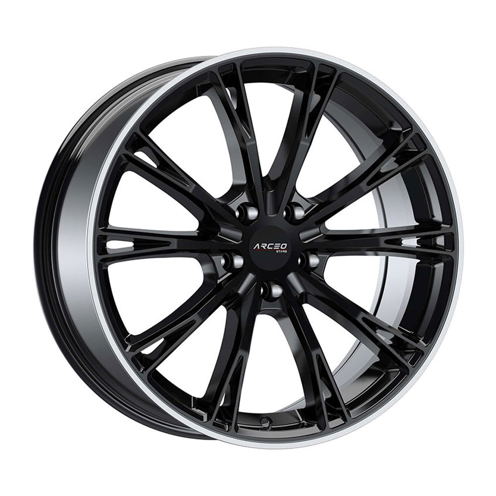 8.5X19" PCD 5X112 Arceo Wheels  ASW01 BLACK LIP DIAMOND ET45 66.45 mm