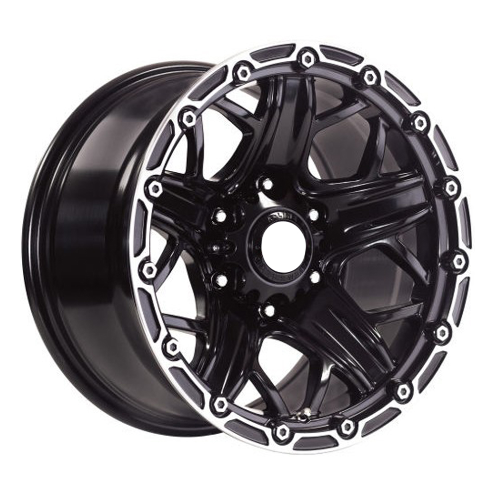 9.0X17" PCD 6X139.7 Megatork TORK3812 BLACK LIP MACHINED ET0 110 mm