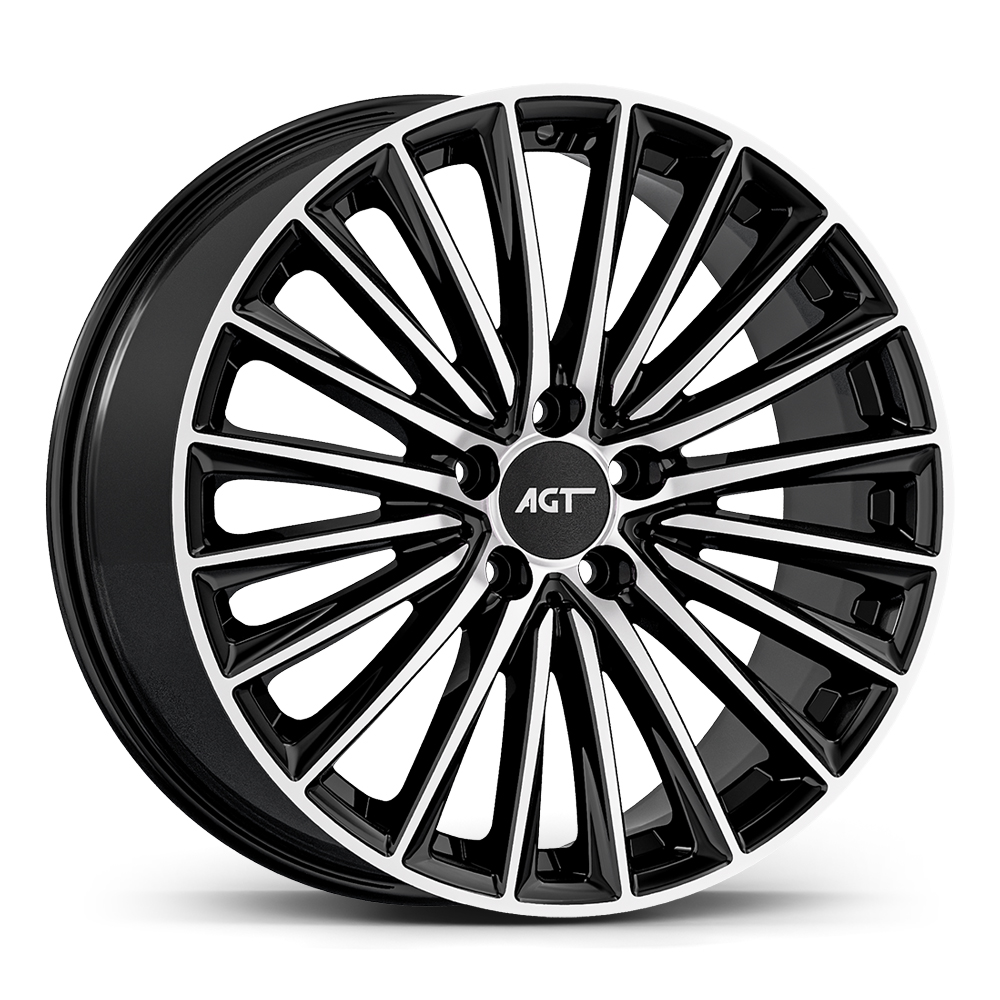 9.0X18" PCD 5X112 AGT Wheels 18269-2 ET48 66.60 mm Gloss Black Diamond