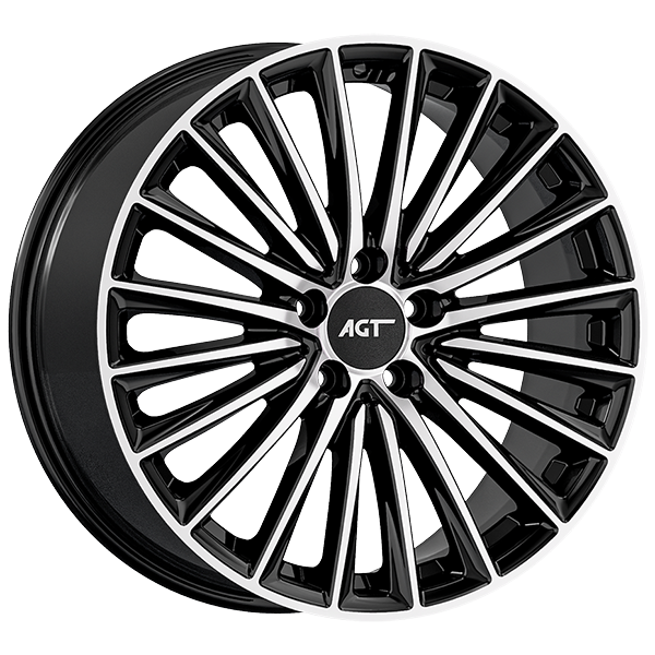 9.0X18" PCD 5X112 AGT Wheels 18269-2 ET48 66.60 mm Gloss Black Diamond