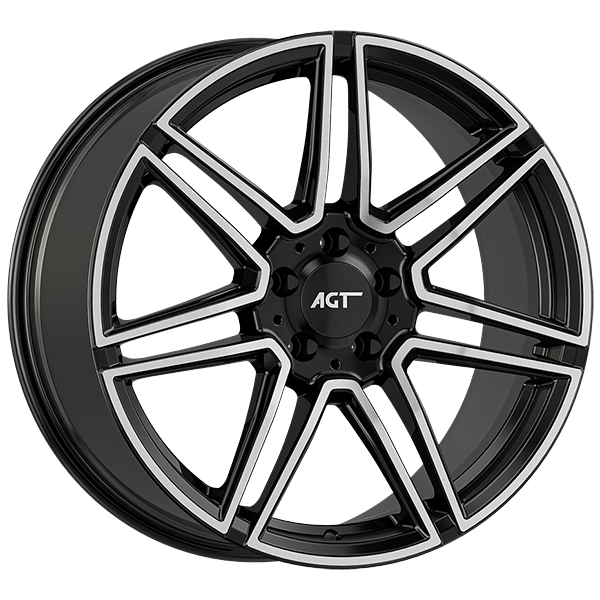 9.0X19" PCD 5X112 AGT Wheels 19266-2 ET45 66.60 mm Gloss Black Diamond