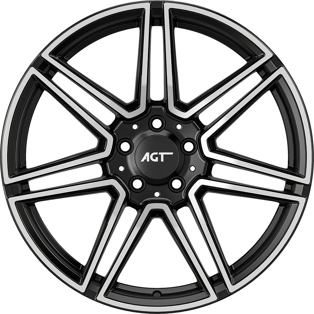 9.0X19" PCD 5X112 AGT Wheels 19266-2 ET48 66.60 mm Gloss Black Diamond