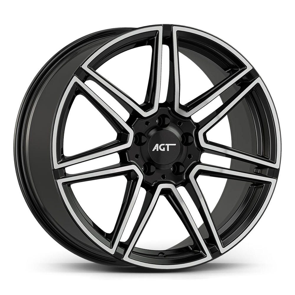 9.0X19" PCD 5X112 AGT Wheels 19266-2 ET48 66.60 mm Gloss Black Diamond