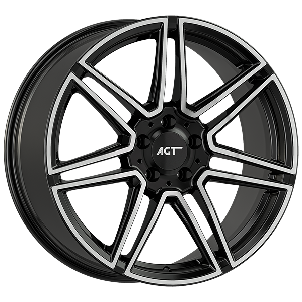 9.0X19" PCD 5X112 AGT Wheels 19266-2 ET48 66.60 mm Gloss Black Diamond