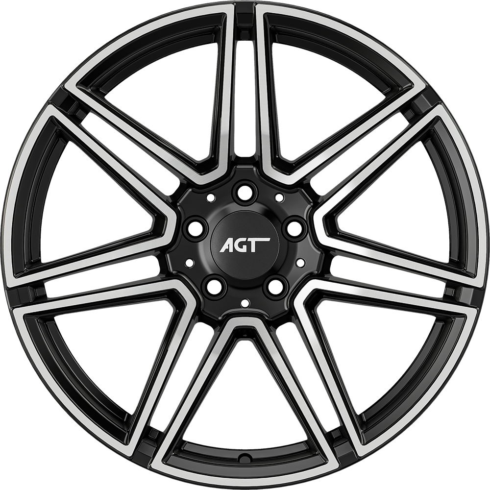 9.0X19" PCD 5X112 AGT Wheels 19266-2 ET60 66.60 mm Gloss Black Diamond