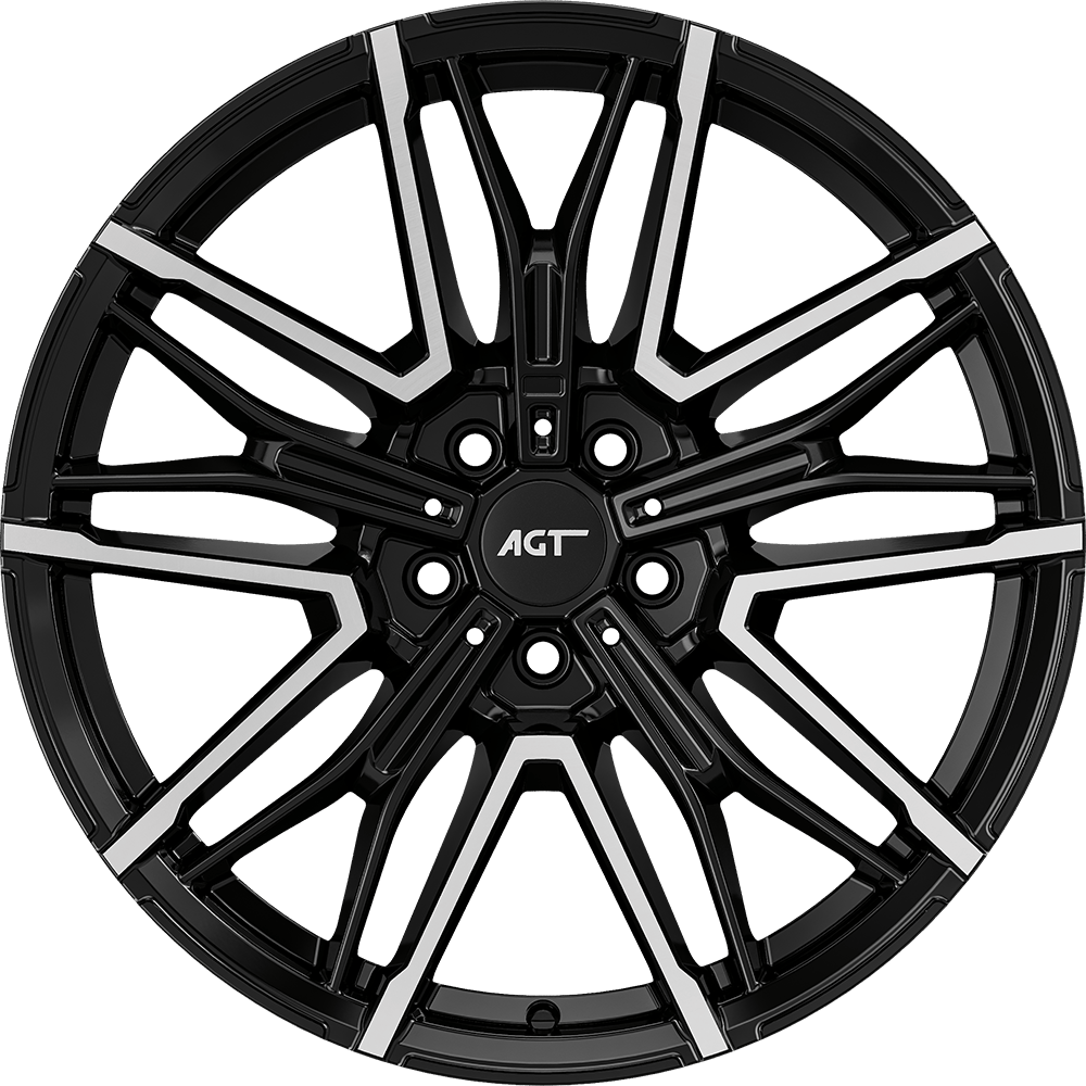 9.5X19" PCD 5X120 AGT Wheels 19272-2 ET40 72.60 mm Gloss Black Diamond