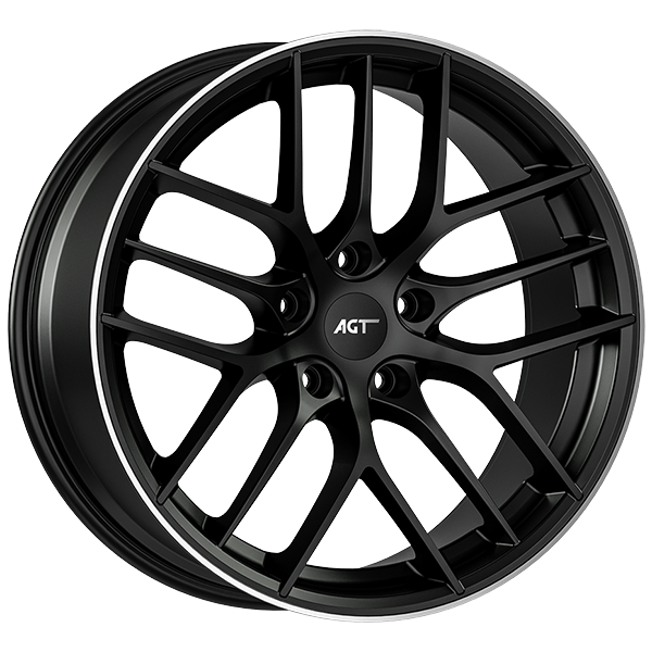 9.5X19" PCD5X112 AGT Wheels 19121-2 ET37 Matt Black Lip Diamond 73.1 mm