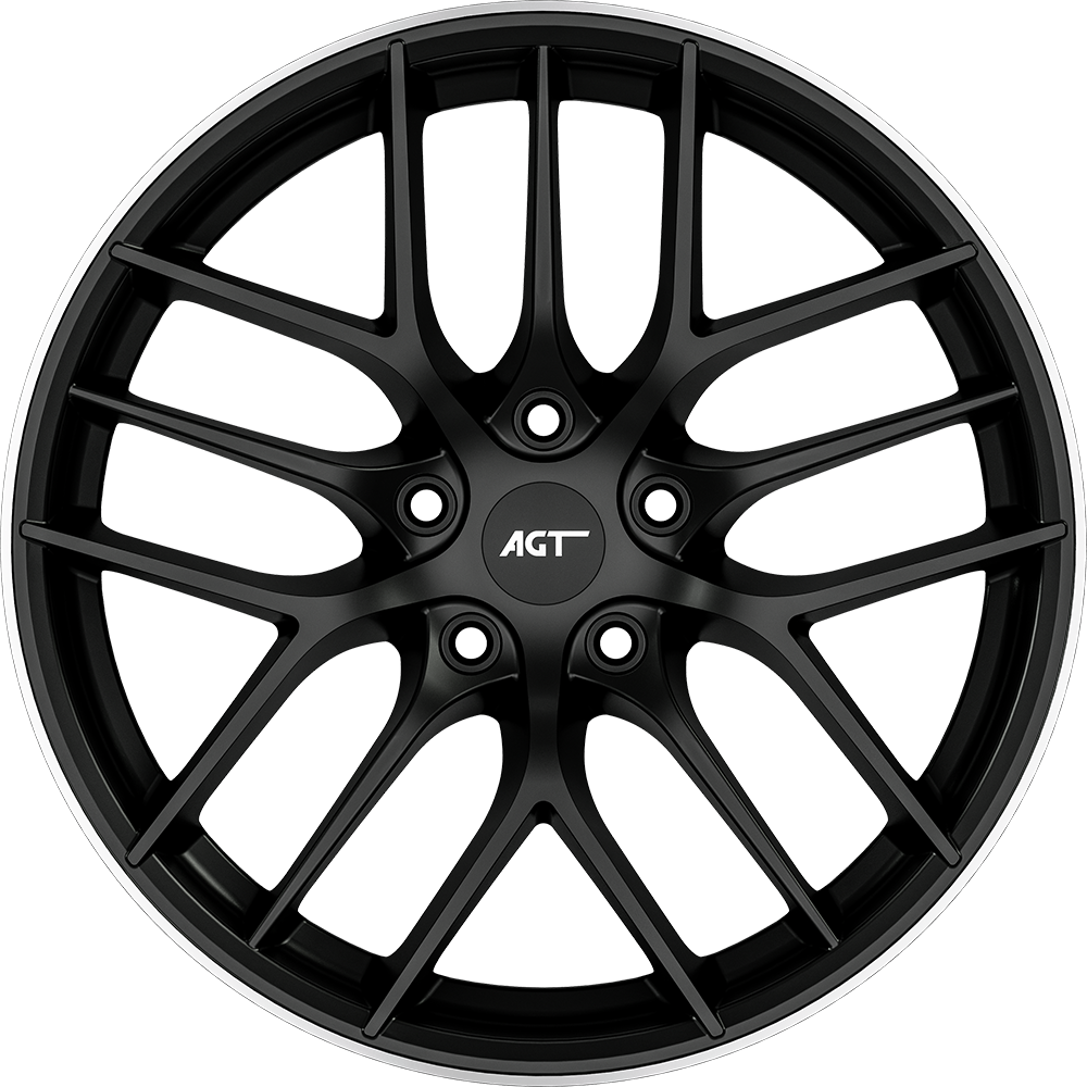 9.5X19" PCD5X112 AGT Wheels 19121-2 ET37 Matt Black Lip Diamond 73.1 mm