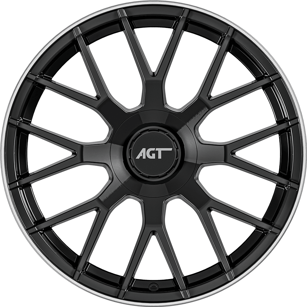 9.5X20" PCD5X112 AGT Wheels 20162-2 ET66.7 Black Lip Diamond 66.7 mm