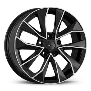 7.0X17" PCD 5X100 AGT Wheels 17129 57.10 mm Gloss Black Diamond