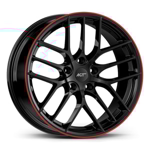 8.0X18" PCD 5X112 AGT Wheels 18121 ET35 73.10 mm Black Lip Red Diamond