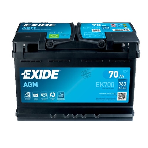12V 50Ah Exide AGM Start-Stop Cylindrical R+
