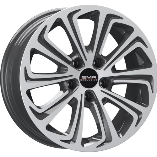 6.0X14" PCD 4X108 EMR Wheels EMR-G690-09 ET25 Titan Grey Diamond 73.1 mm
