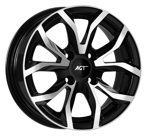 6.5X15" PCD4X100 AGT Wheels 534-3 ET38 Black Diamond 67.1 mm