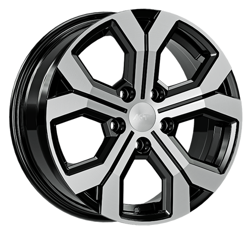 6.5X16" PCD 5X114 AGT Wheels 16260 Argent ET40 66.1 mm Gloss Black Diamond